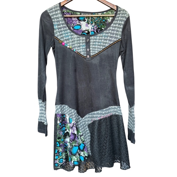 NWT Forla Paris Mixed Media Dress Sz M - Picture 2 of 13